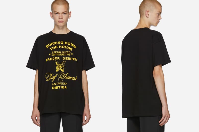 Raf Simons White Heroes Big Fit T Shirt tee graphic butterfly roses cursive antwerp burning down the house 1995 heros losers harder deeper dirtier