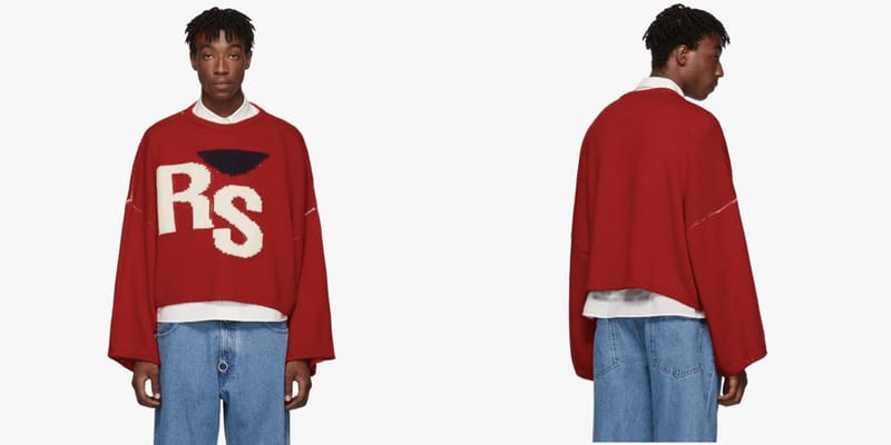 raf simons blue red sweater