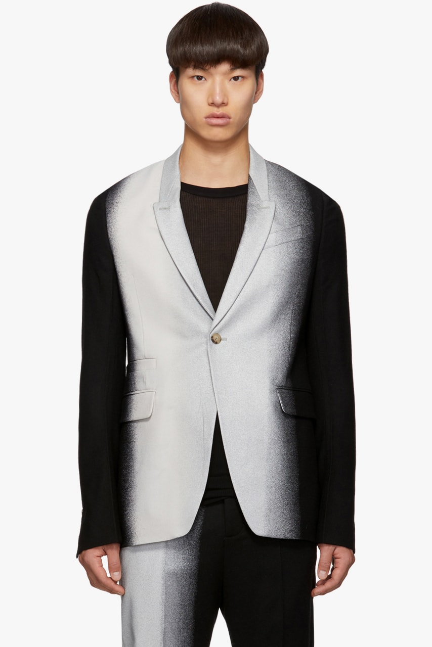 rick owens degrade  black silver tone white blazer trousers suit 