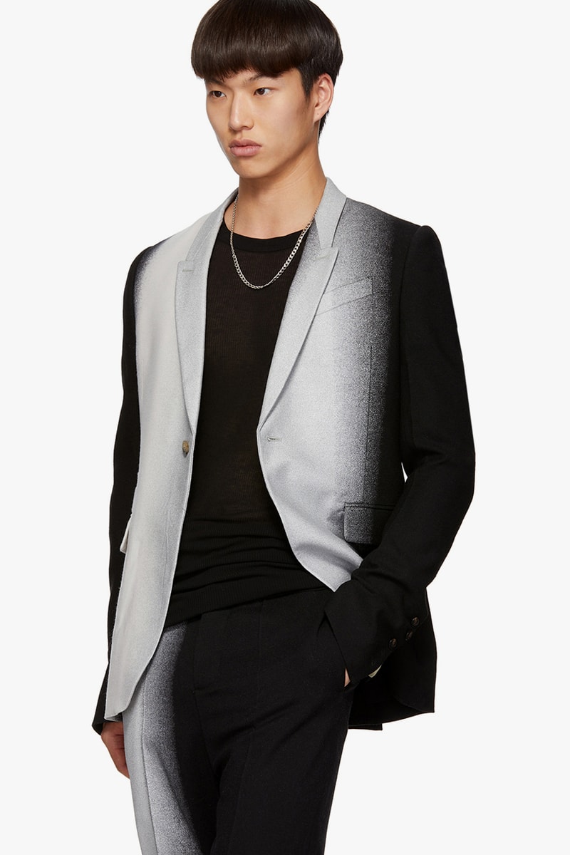 rick owens degrade  black silver tone white blazer trousers suit 