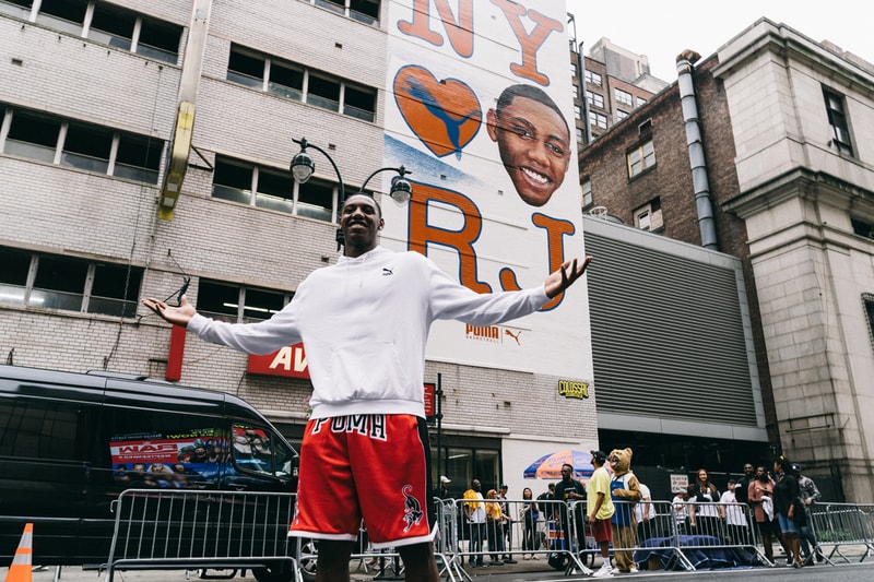 rj barrett new york knicks nba basketball puma sneakers sneaker shoe deal contract city hot dogs t shirts tees shirt toronto cat mascot jet