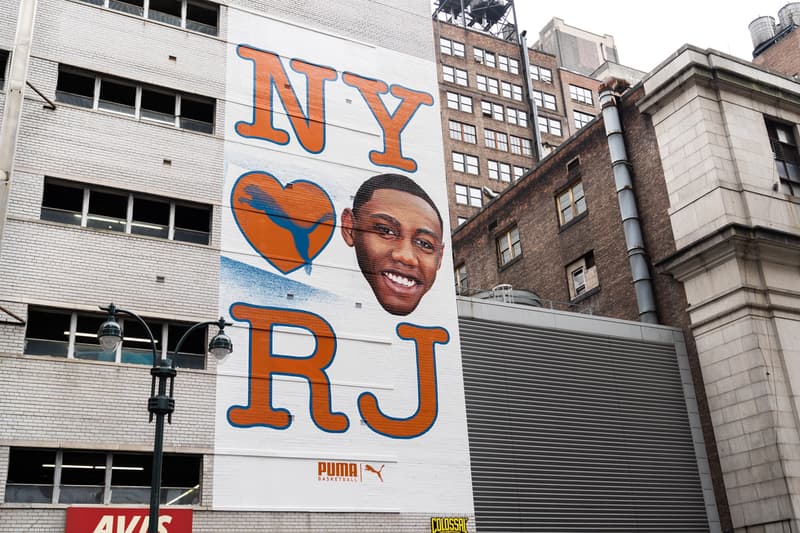 rj barrett new york knicks nba basketball puma sneakers sneaker shoe deal contract city hot dogs t shirts tees shirt toronto cat mascot jet