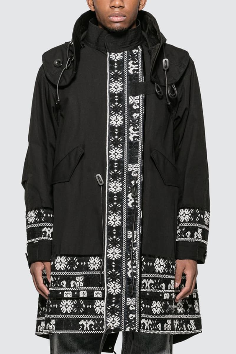 sacai floral stripe jacquard blouson jacket coat green black release buy shop