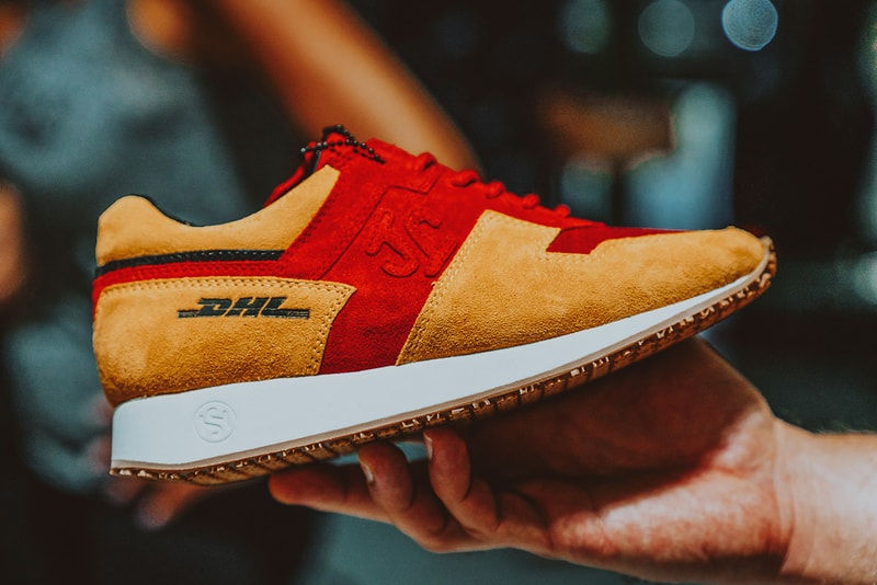 SONRA proto DHL-1 Budapester Shipping Company Sneaker Release Information Collaboration Hikmet Sugoer Recycled Sustainable Red Bags Tags Aviation Tag Boeing 757 300 Pairs Worldwide