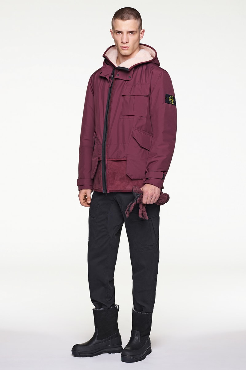 Stone Island Fall/Winter 2019 Lookbook Collection Jackets Pants Boots Blue Green Orange Bomber Jackets Knit Sweaters Crewnecks Hoodies