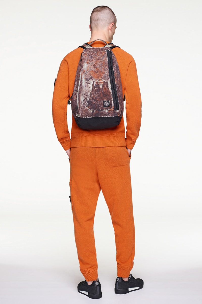 Stone Island Fall/Winter 2019 Lookbook Collection Jackets Pants Boots Blue Green Orange Bomber Jackets Knit Sweaters Crewnecks Hoodies