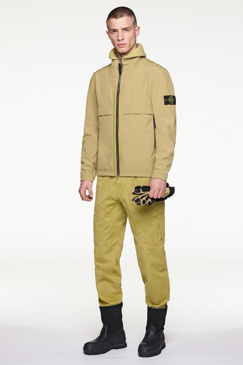 Stone Island Fall/Winter 2019 Lookbook Collection Jackets Pants Boots Blue Green Orange Bomber Jackets Knit Sweaters Crewnecks Hoodies