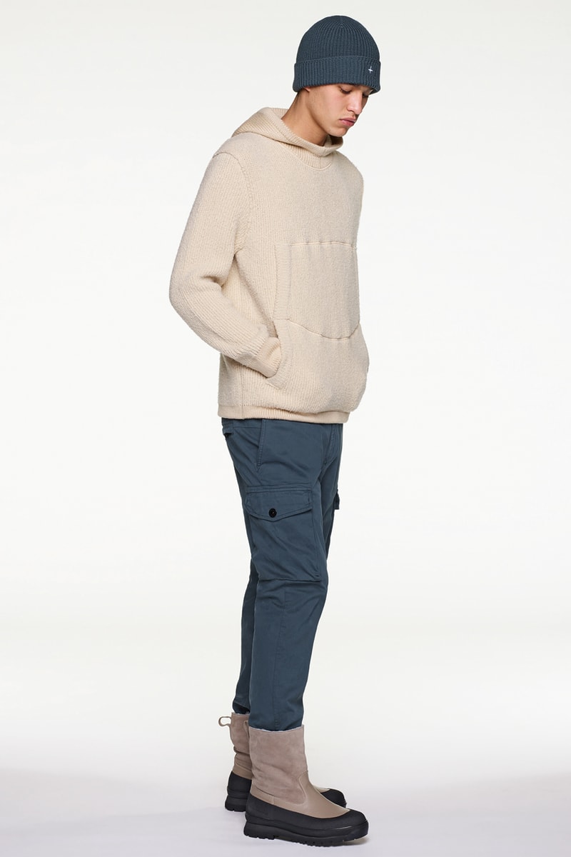 Stone Island Fall/Winter 2019 Lookbook Collection Jackets Pants Boots Blue Green Orange Bomber Jackets Knit Sweaters Crewnecks Hoodies