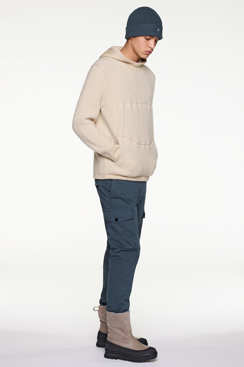 Stone Island Fall/Winter 2019 Lookbook Collection Jackets Pants Boots Blue Green Orange Bomber Jackets Knit Sweaters Crewnecks Hoodies