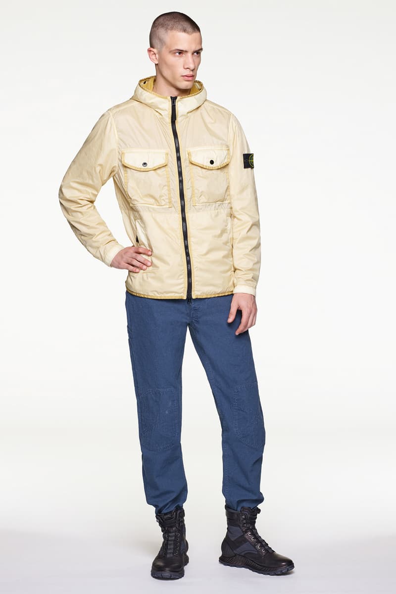 Stone Island Fall/Winter 2019 Lookbook Collection Jackets Pants Boots Blue Green Orange Bomber Jackets Knit Sweaters Crewnecks Hoodies