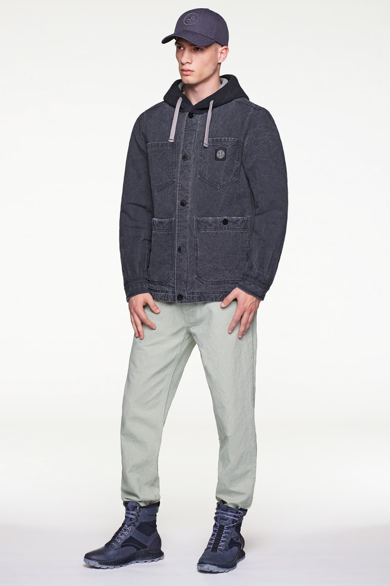 Stone Island Fall/Winter 2019 Lookbook Collection Jackets Pants Boots Blue Green Orange Bomber Jackets Knit Sweaters Crewnecks Hoodies