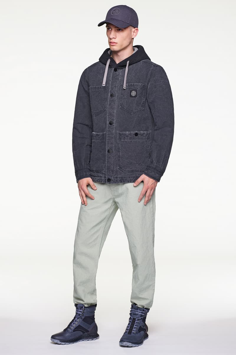 Stone Island Fall/Winter 2019 Lookbook Collection Jackets Pants Boots Blue Green Orange Bomber Jackets Knit Sweaters Crewnecks Hoodies
