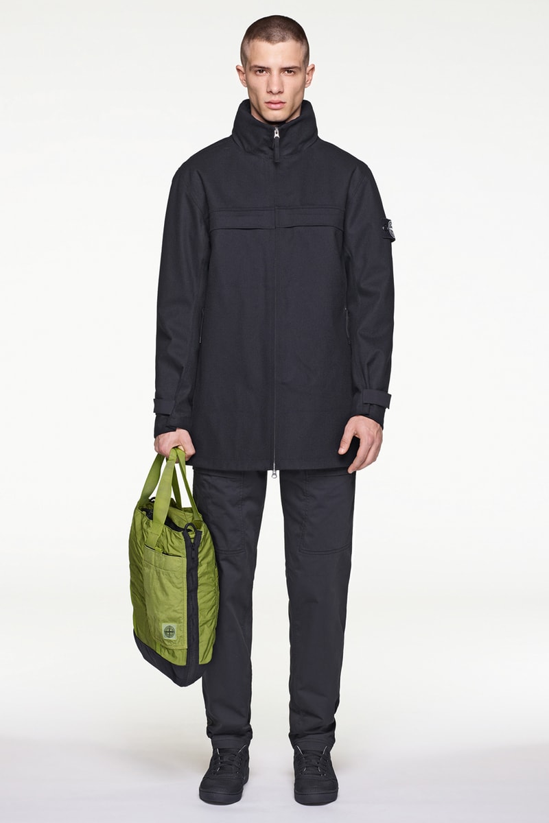 Stone Island Fall/Winter 2019 Lookbook Collection Jackets Pants Boots Blue Green Orange Bomber Jackets Knit Sweaters Crewnecks Hoodies