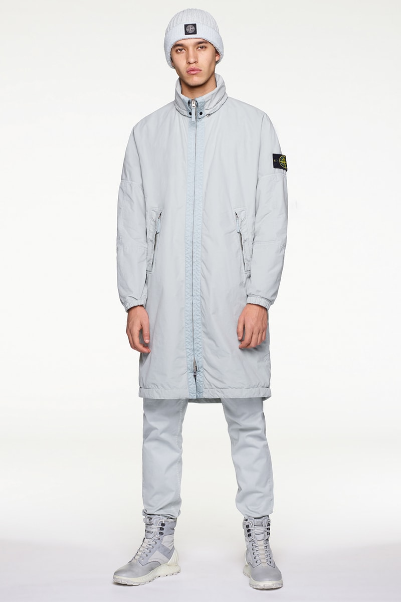 Stone Island Fall/Winter 2019 Lookbook Collection Jackets Pants Boots Blue Green Orange Bomber Jackets Knit Sweaters Crewnecks Hoodies