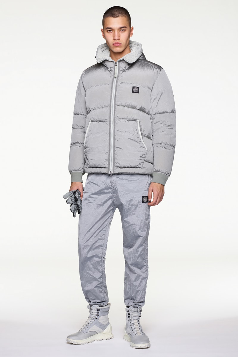 Stone Island Fall/Winter 2019 Lookbook Collection Jackets Pants Boots Blue Green Orange Bomber Jackets Knit Sweaters Crewnecks Hoodies