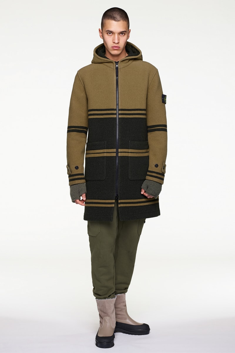 Stone Island Fall/Winter 2019 Lookbook Collection Jackets Pants Boots Blue Green Orange Bomber Jackets Knit Sweaters Crewnecks Hoodies