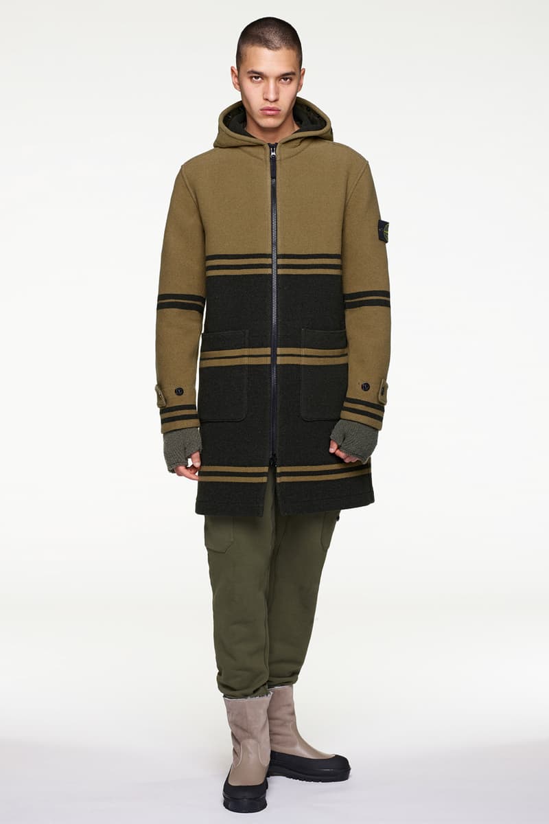 Stone Island Fall/Winter 2019 Lookbook Collection Jackets Pants Boots Blue Green Orange Bomber Jackets Knit Sweaters Crewnecks Hoodies