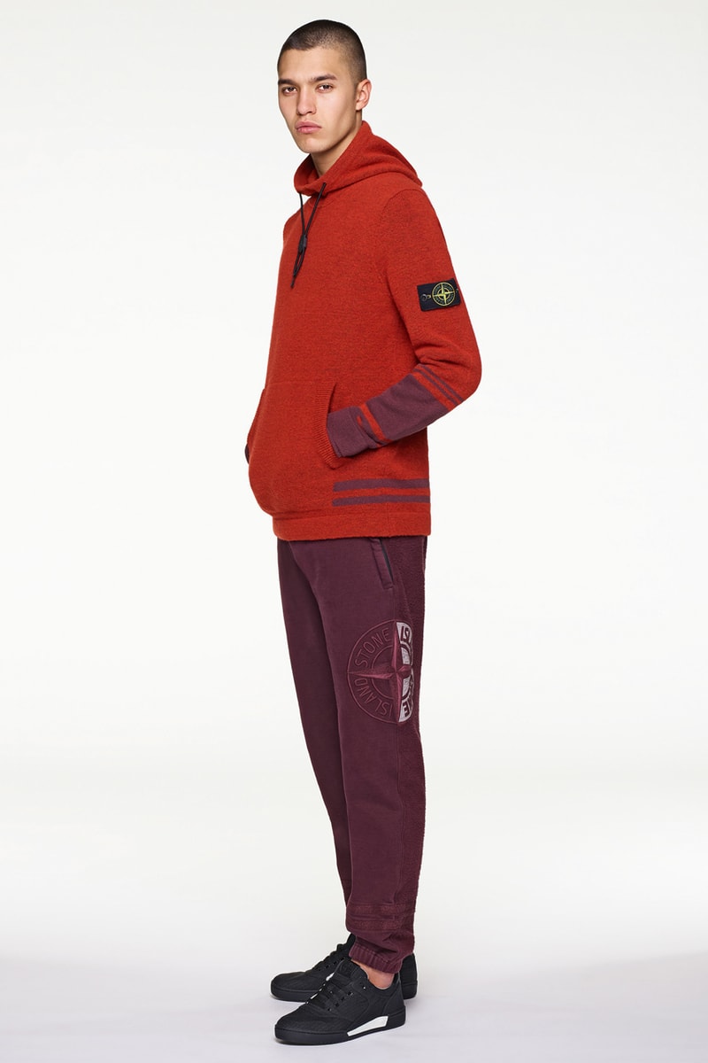 Stone Island Fall/Winter 2019 Lookbook Collection Jackets Pants Boots Blue Green Orange Bomber Jackets Knit Sweaters Crewnecks Hoodies