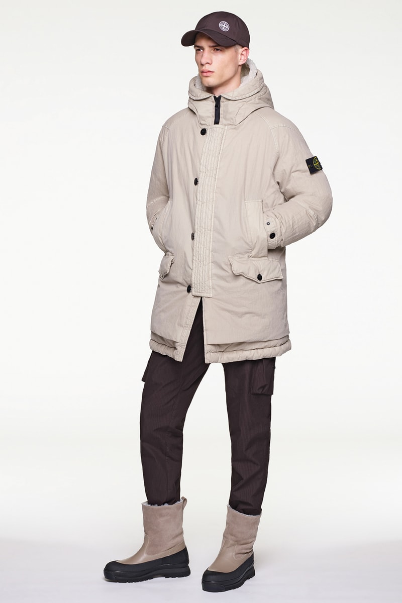 Stone Island Fall/Winter 2019 Lookbook Collection Jackets Pants Boots Blue Green Orange Bomber Jackets Knit Sweaters Crewnecks Hoodies