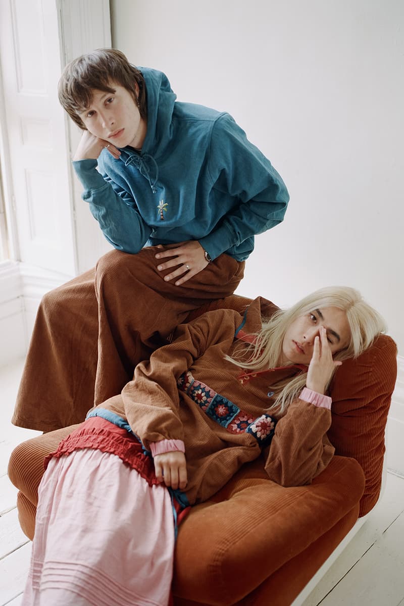 STORY mfg. "Earthtone" Fall/Winter 2019 FW19 Collection Lookbook Images Season British Brand Sustainable Organic Materials Plant-Powered Fabrics Dyes India Renewable Energy Cotton Cutouts Paper Labels Pub Culture