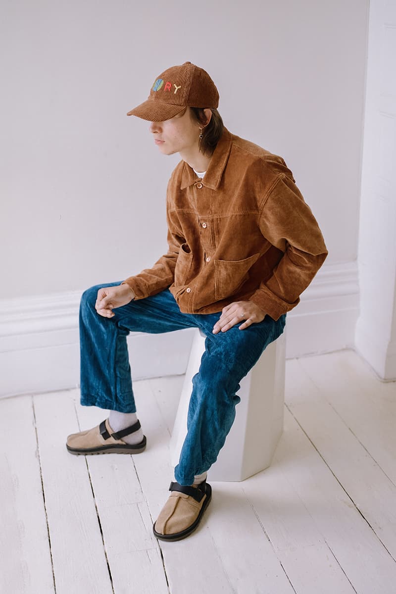 STORY mfg. "Earthtone" Fall/Winter 2019 FW19 Collection Lookbook Images Season British Brand Sustainable Organic Materials Plant-Powered Fabrics Dyes India Renewable Energy Cotton Cutouts Paper Labels Pub Culture