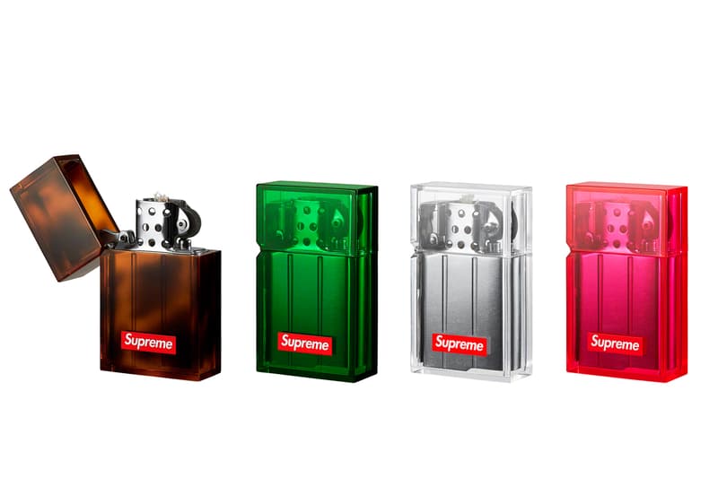 Supreme Fall/Winter 2019 Accessories Zippo Clear Plastic Tsubota Pearl Lighters
