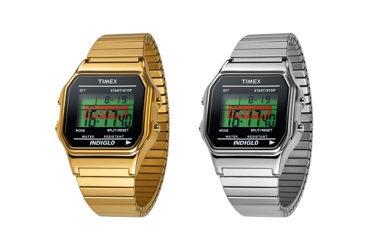 Supreme Fall/Winter 2019 Accessories Timex Watch Silver Gold Digital