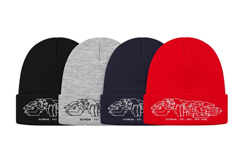 Supreme Fall/Winter 2019 Hats, Caps and Beanies Camo Red yarn Stripes Dots Cuffed