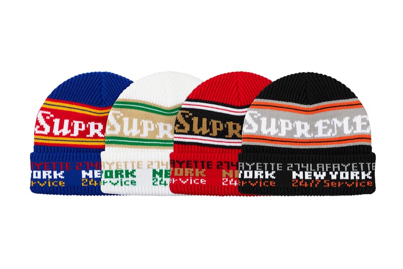 Supreme Fall/Winter 2019 Hats, Caps and Beanies Camo Red yarn Stripes Dots Cuffed