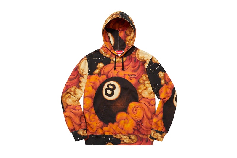 Supreme Fall Winter 2019 Sweats and Hoodies Box Logo Paisley Blue Camo Yellow Script Heaven and Earth Art 8 ball
