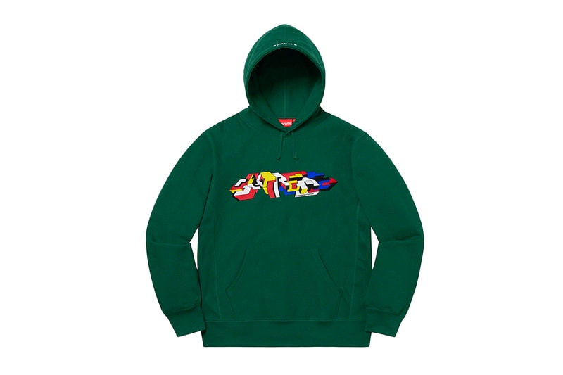 Supreme Fall Winter 2019 Sweats and Hoodies Box Logo Paisley Blue Camo Yellow Script Heaven and Earth Art 8 ball