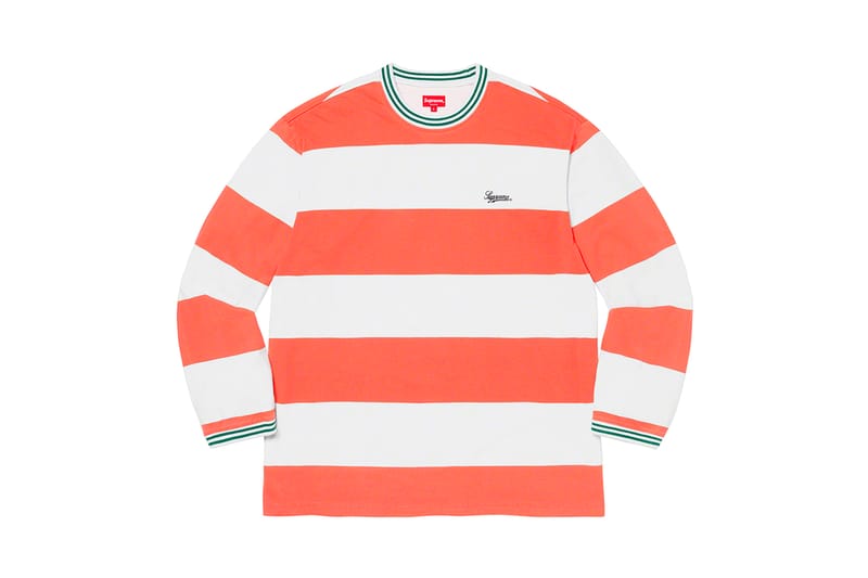 supreme pink and yellow striped shirt