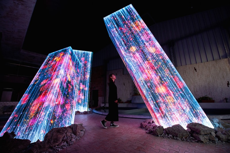 teamlab art collective megaliths mifuneyama rakuen park japan installations artworks digital projections
