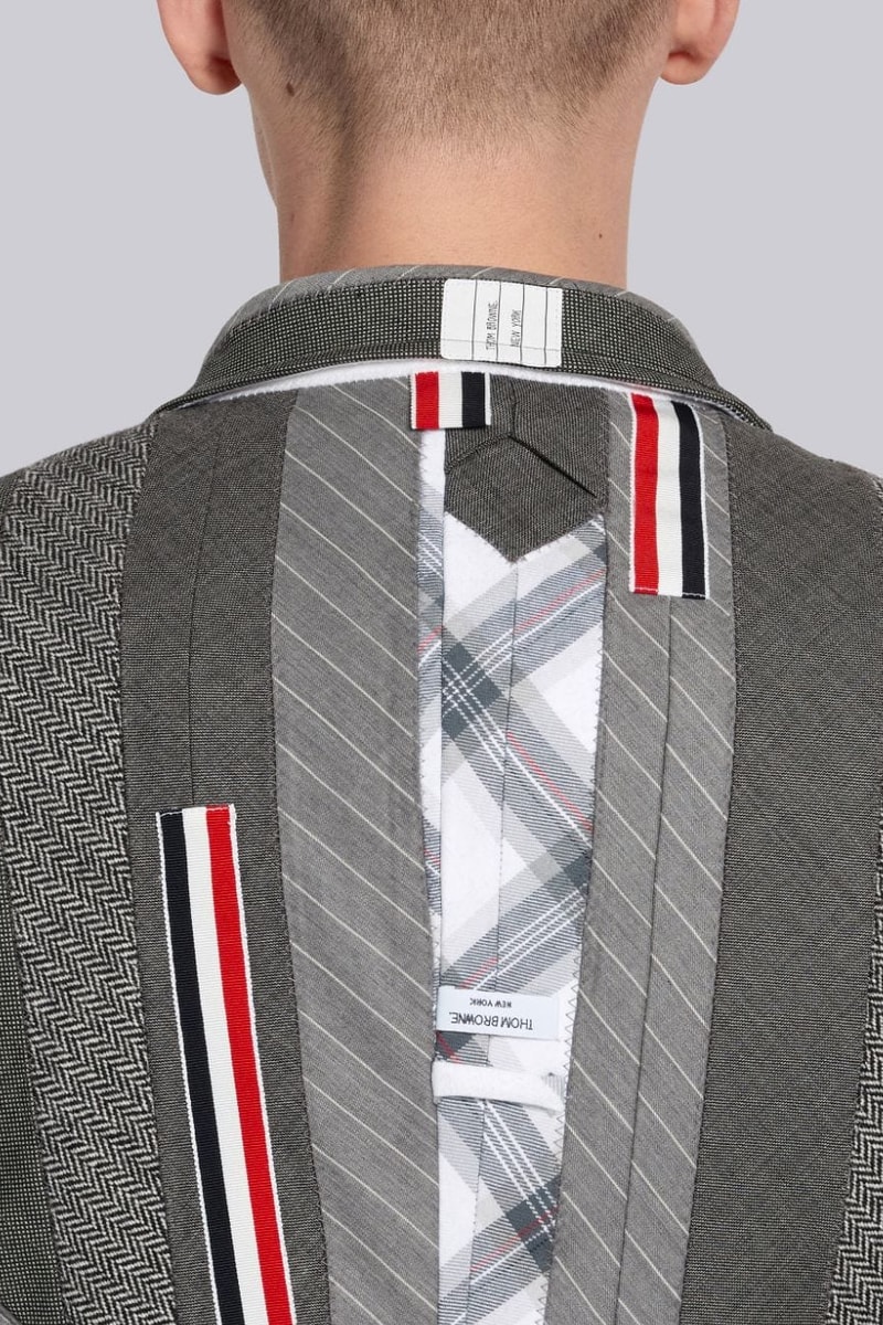 Thom Browne Tie Inserts Single Breasted Coat Release patchwork outerwear jackets 