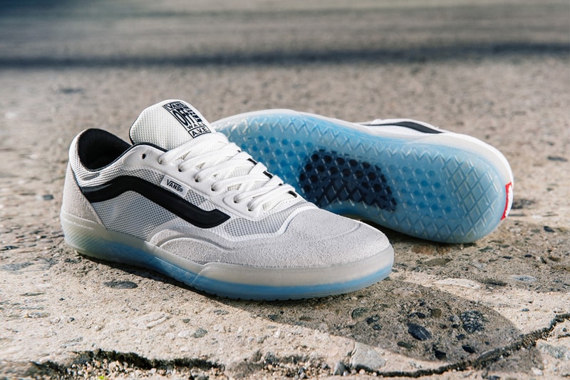 Anthony Van Engelen Singnature Shoe Vans AVE Pro white black gum sole blue suede mesh cushion black stripe flat breathable ULTIMATEWAFFLE CUPSOLE RapidWeld