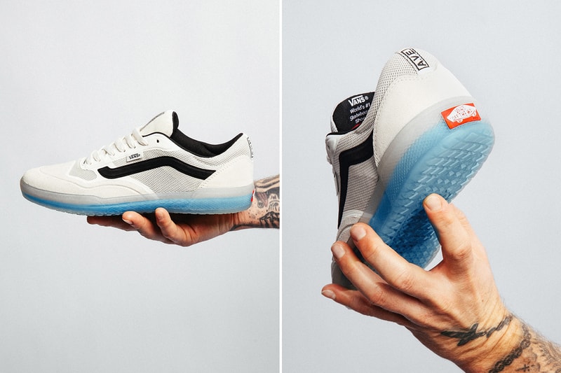 Anthony Van Engelen Singnature Shoe Vans AVE Pro white black gum sole blue suede mesh cushion black stripe flat breathable ULTIMATEWAFFLE CUPSOLE RapidWeld