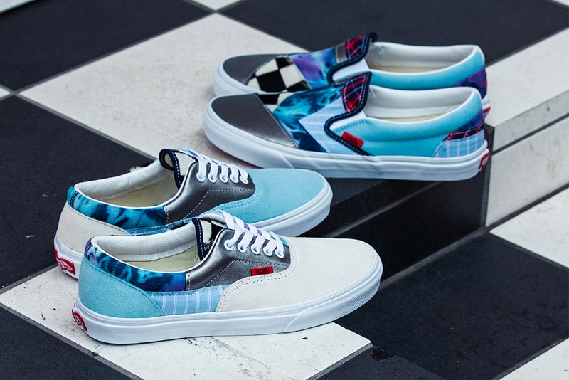Vans Classic Slip On Era Patchwork Pack Top Stitching Deconstruction sewing tartan pony hair suede leather denim blue tie dye sneaker footwear shoes