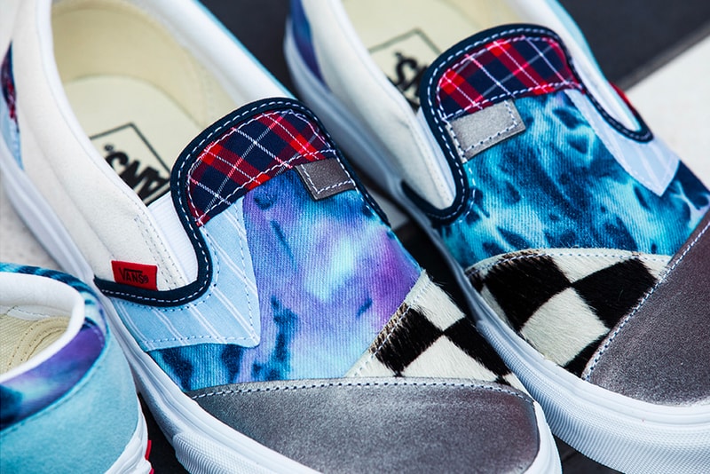 Vans Classic Slip On Era Patchwork Pack Top Stitching Deconstruction sewing tartan pony hair suede leather denim blue tie dye sneaker footwear shoes