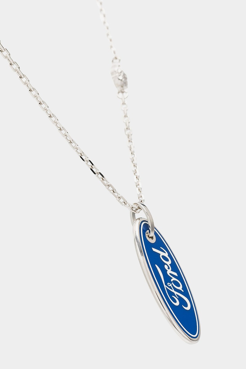 Versace x Ford Stainless Steel Logo Necklace Release Information Cop Online Browns Blue Oval Automotive Inspiration Medusa Head Charms  