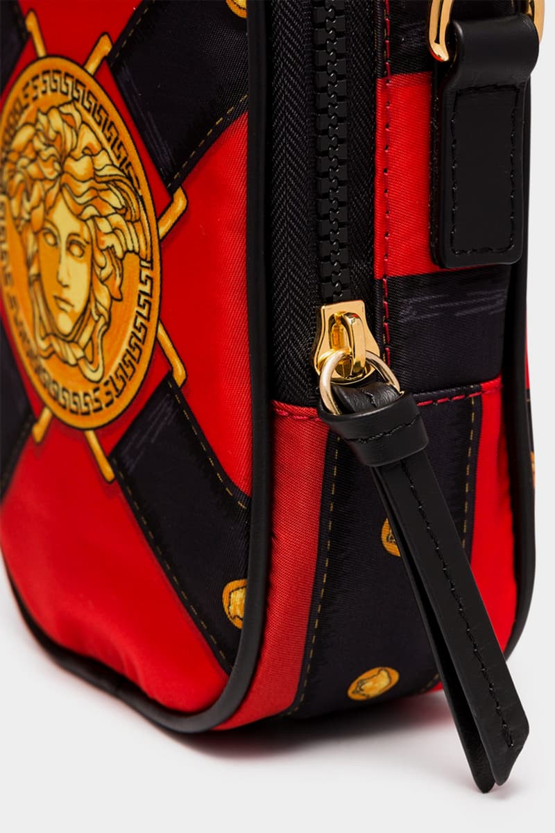 Versace Medusa Print Shoulder Bag Red Black Yellow Browns Gold Hardware Leather