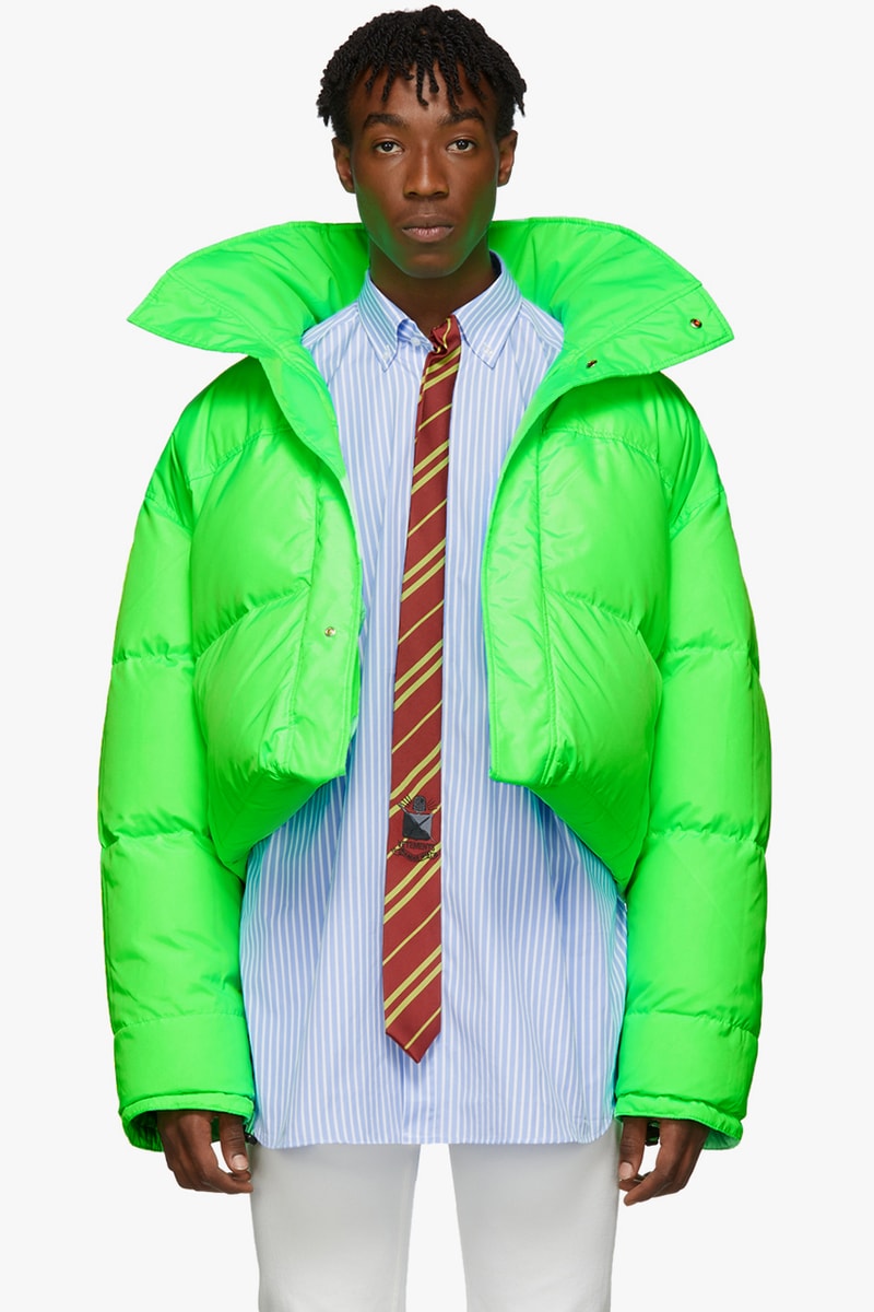 Vetements Reversible & Convertible Pink Green Down Fluorescent Puffer Jacket Release Information Fall Winter 2019 FW19 Collection Demna Gvasalia 