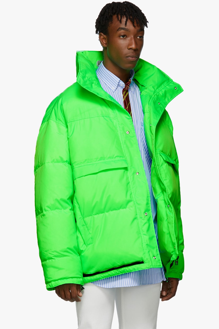 Vetements Reversible & Convertible Pink Green Down Fluorescent Puffer Jacket Release Information Fall Winter 2019 FW19 Collection Demna Gvasalia 