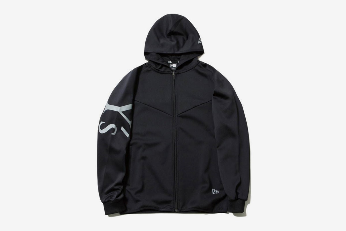 Ys New Era Capsule Collection Yohji Yamamoto black tracksuit backpack napsack tenical hoodie cap graphics monocrhomatic black apparel garments Release info Date