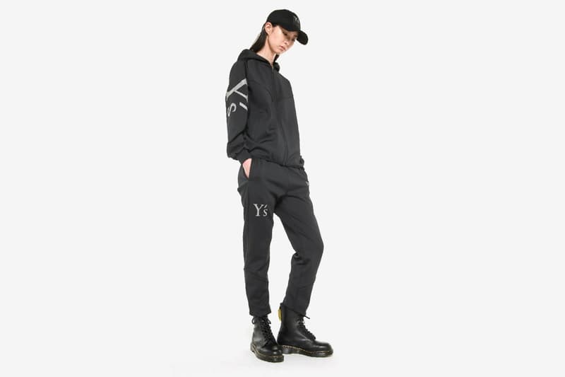 Ys New Era Capsule Collection Yohji Yamamoto black tracksuit backpack napsack tenical hoodie cap graphics monocrhomatic black apparel garments Release info Date