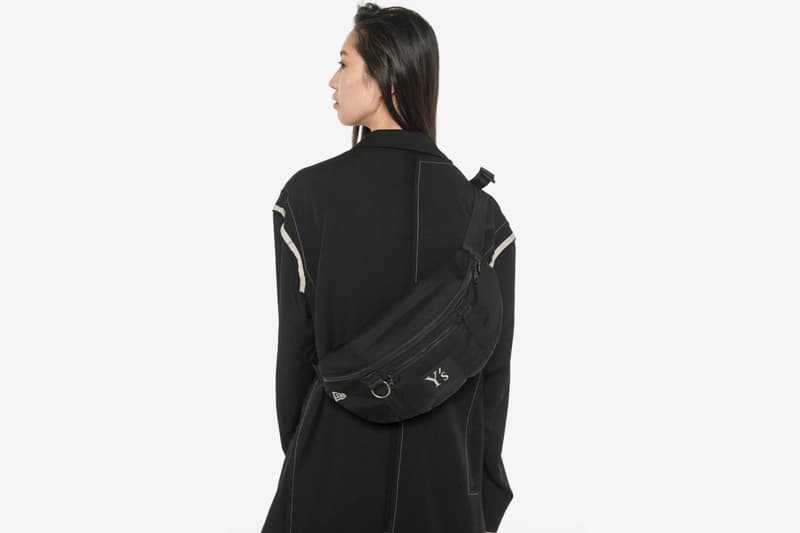 Ys New Era Capsule Collection Yohji Yamamoto black tracksuit backpack napsack tenical hoodie cap graphics monocrhomatic black apparel garments Release info Date