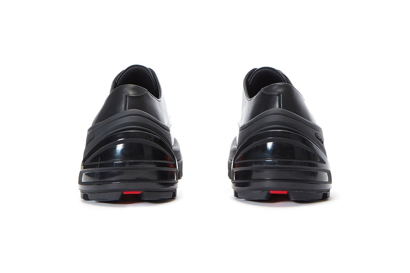 1017 ALYX 9SM matthew m williams MMW Black Lace-Up Leather Sneakers Release Vibram removable Sole derby shoe chunky sportswear shoes footwear smooth grain AW19 FW19 Fall/Winter 2019 drop date info price w2c LN-CC red chunky outsole 