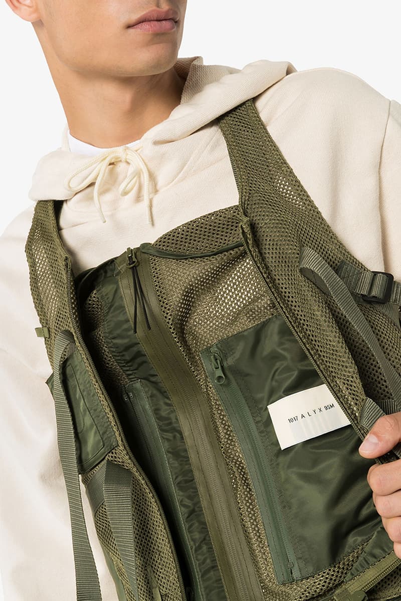 1017 ALYX 9SM Tactical Mesh Vest "Green" Release Information Cop Online Browns Fashion Menswear Matthew M. Williams Utilitarian Streetwear Luxury Luxe Racerback Straps Gilet