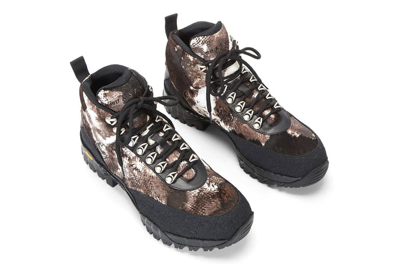 1017 ALYX 9SM Vibram Sole Hiking Boots Black textured brown pony hair rugged high collar shoes footwear sneakers trekking mega grip rubber