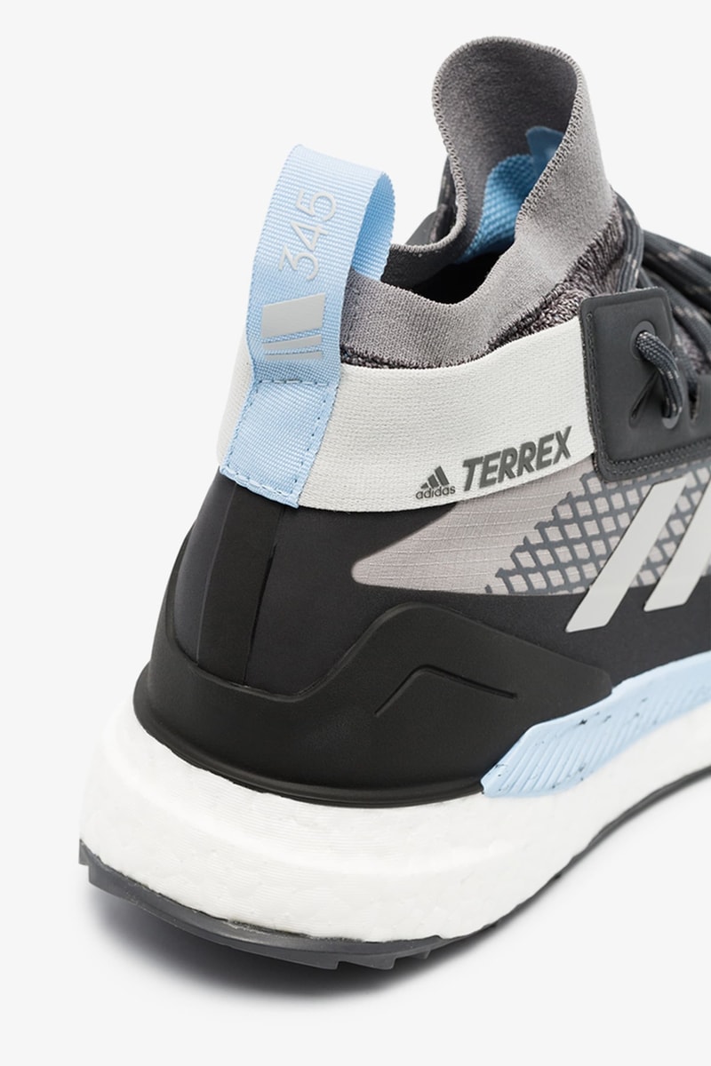 adidas terrex hiker gtx goretex sneakers grey black light blue colorway release waterproof primeknit sock upper boost midsole 