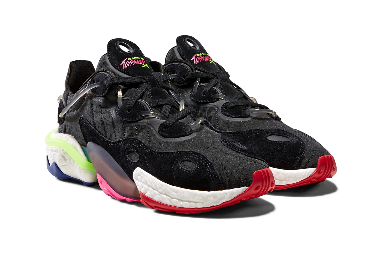 adidas originals torsion x sneaker release ee4884 black hi res yellow shock pink active blue easy mint scarlet boost midsole